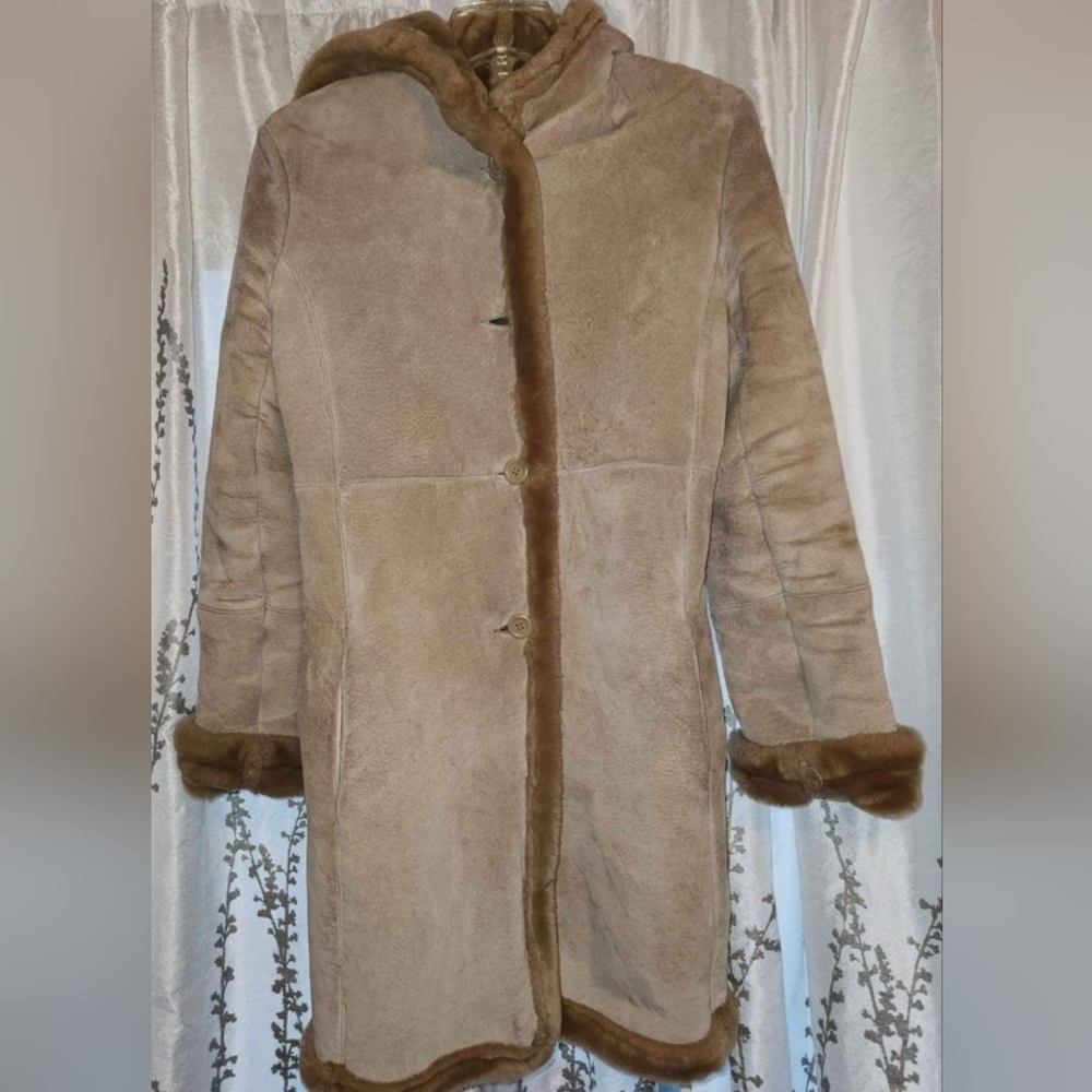 Womens Vintage Marvin Richards Tan Genuine Leather Coat